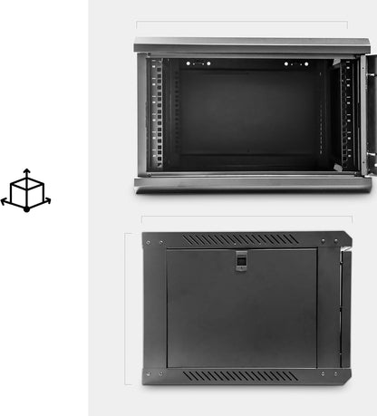 Server Rack Data Cabinet - 9U 500mm Deep Wall Mounted 19 Inch Storage Rack